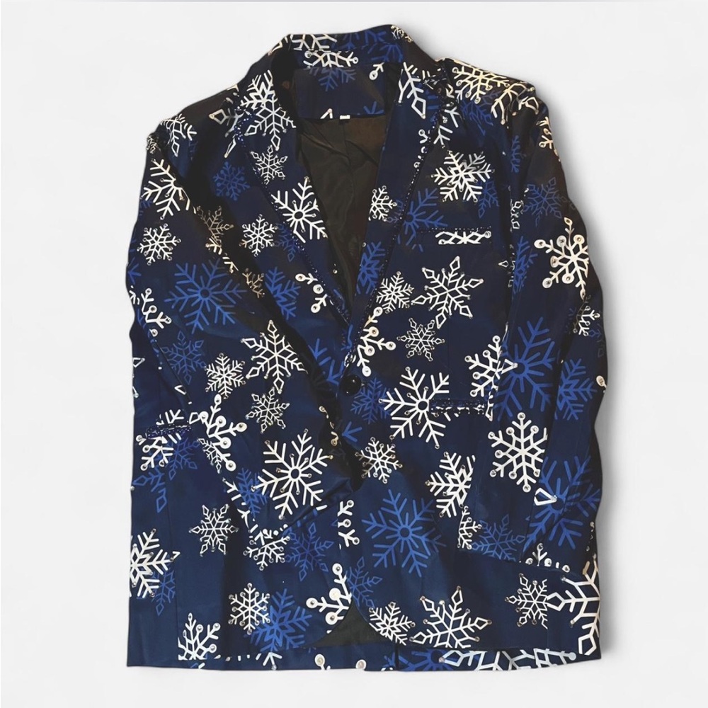 Navy winter snowflake blazer/jacket with rhinestones
